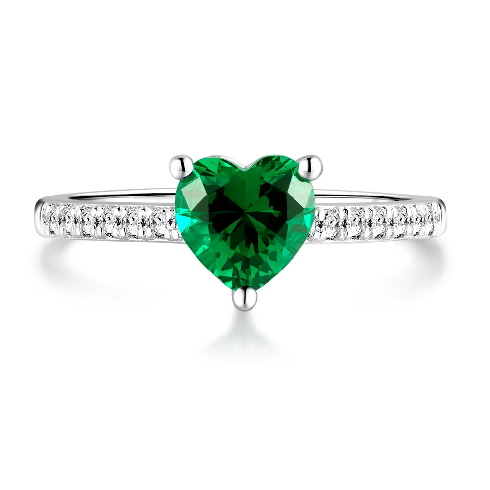 1 CT. Classic Heart-Shaped Emerald Ring