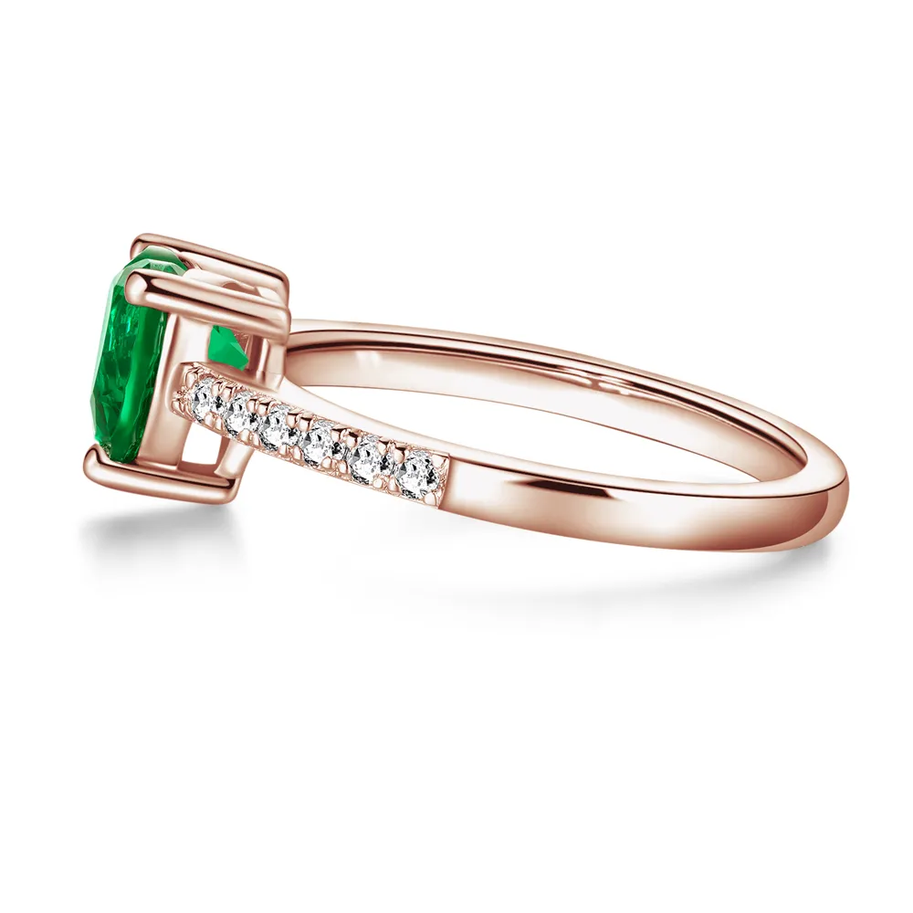 1 CT. Classic Heart-Shaped Emerald Ring