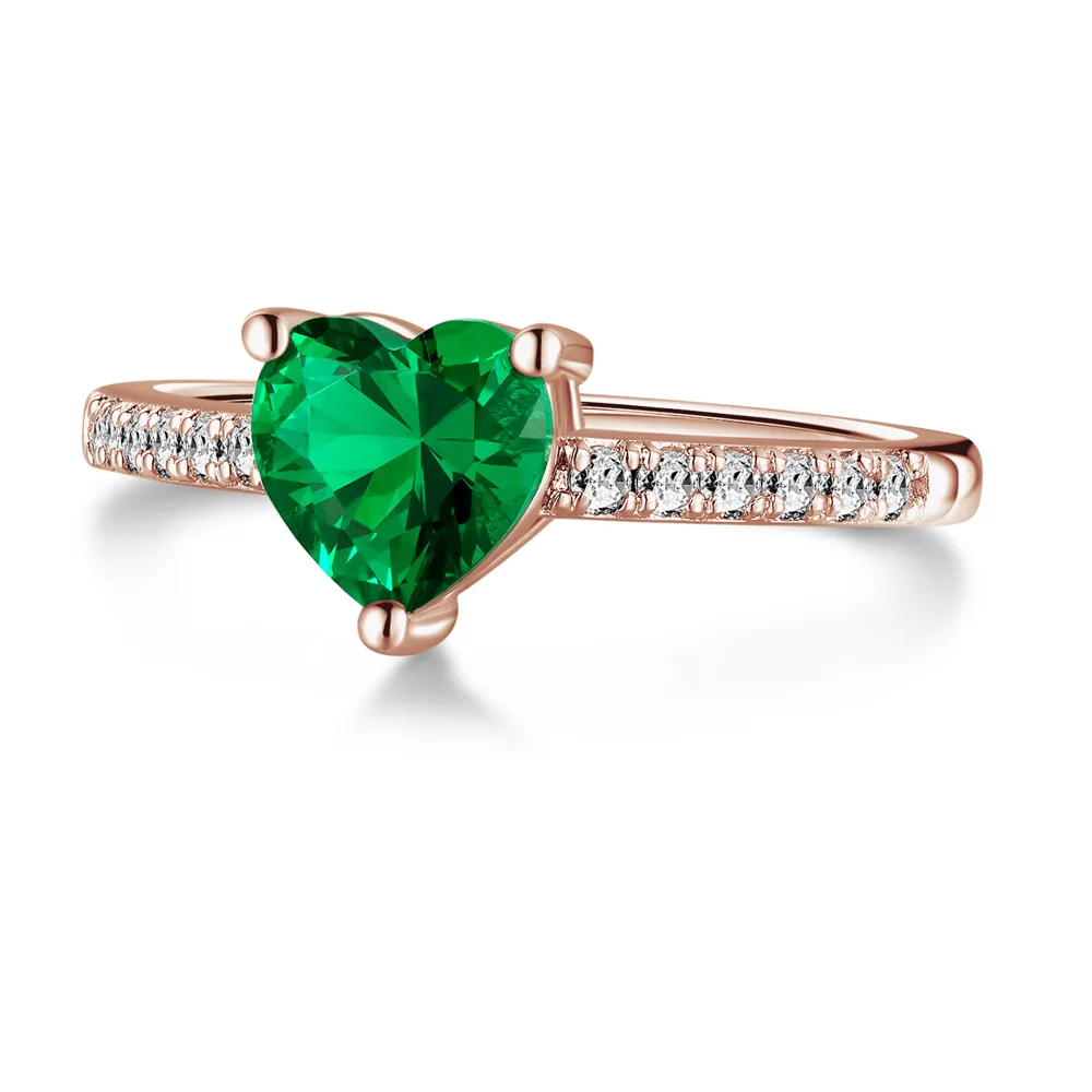 1 CT. Classic Heart-Shaped Emerald Ring