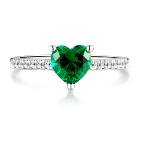 1 CT. Classic Heart-Shaped Emerald Ring