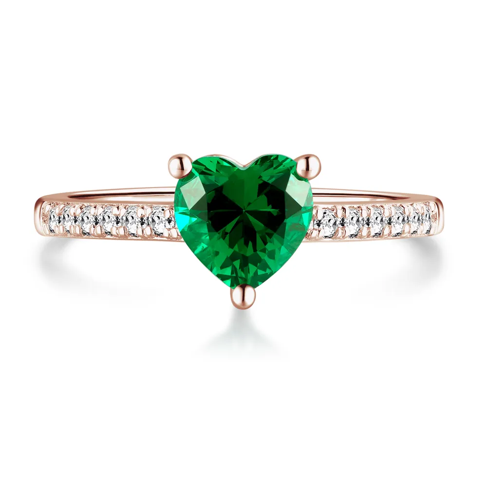 1 CT. Classic Heart-Shaped Emerald Ring