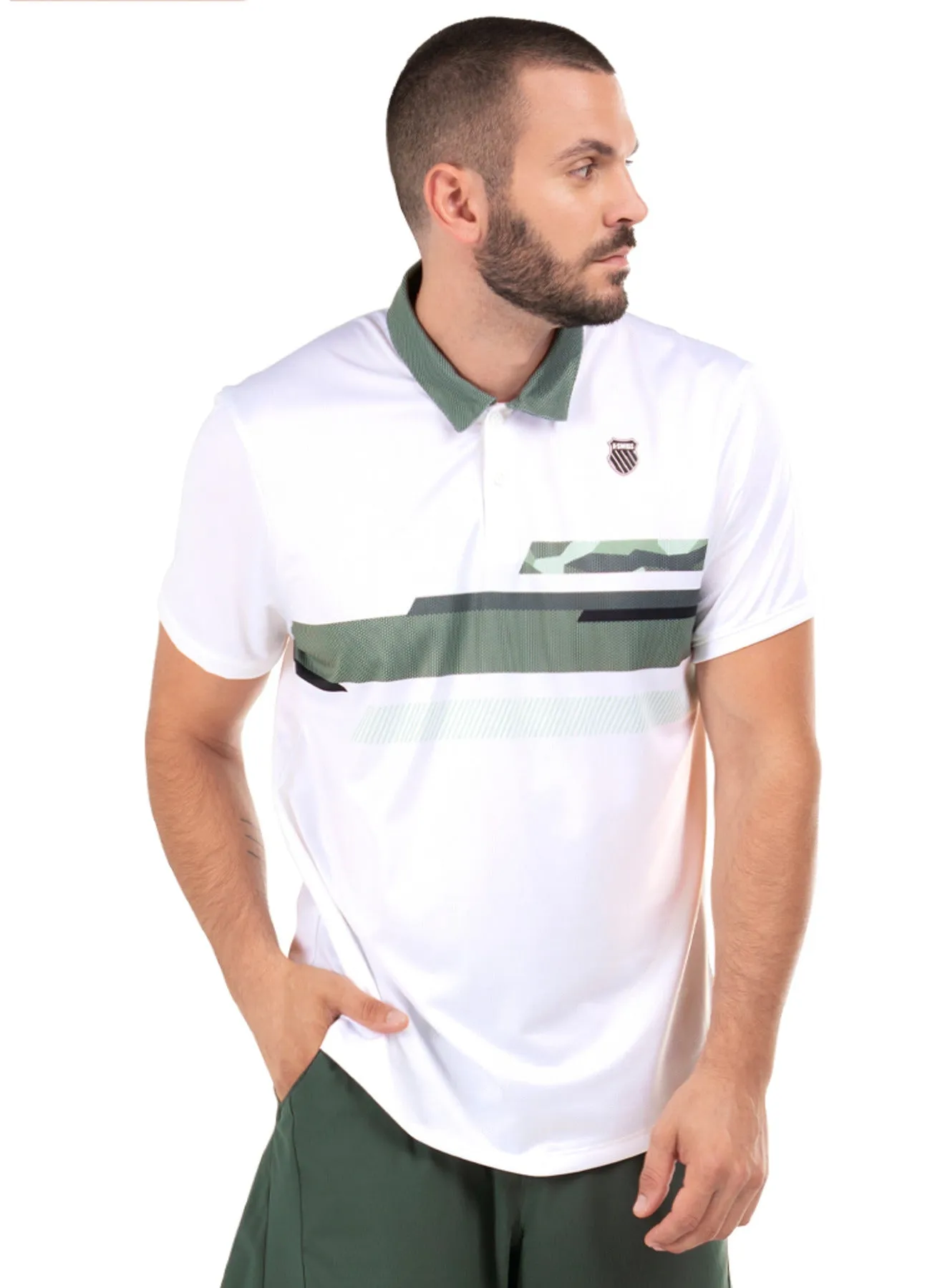 109092-100 | CAMO STRIPE POLO S/S | WHITE