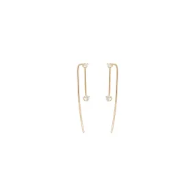 14k 2 Prong Diamond Wire Earrings