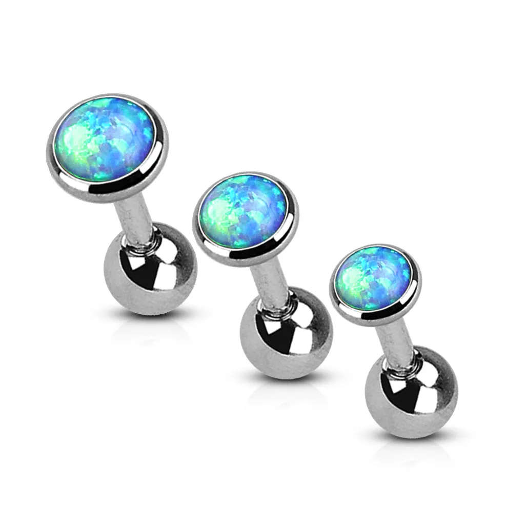 3 Pcs Value Pack 316L Surgical Steel WildKlass Cartilage Barbells with Opal Set Top