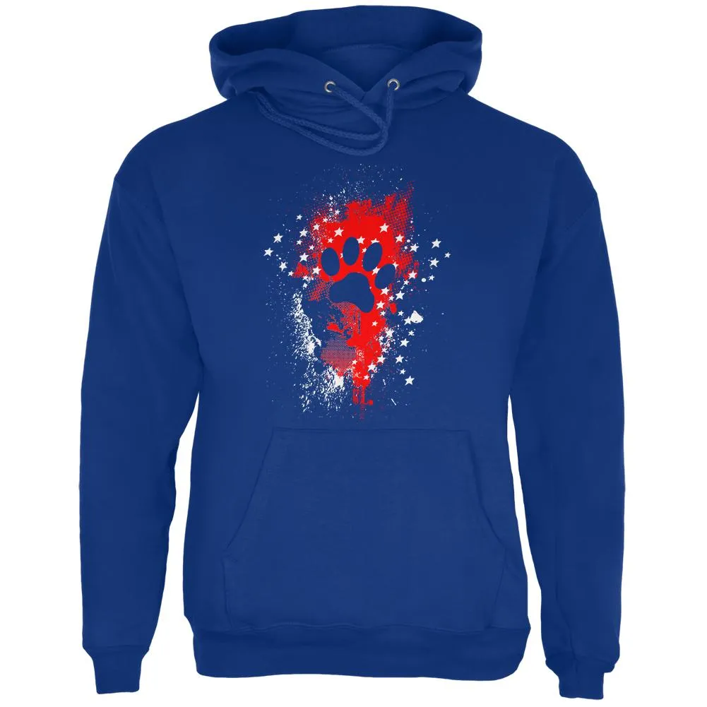 4th of July Puppy Dog Paw Print Stars and Splatters Mens Hoodie