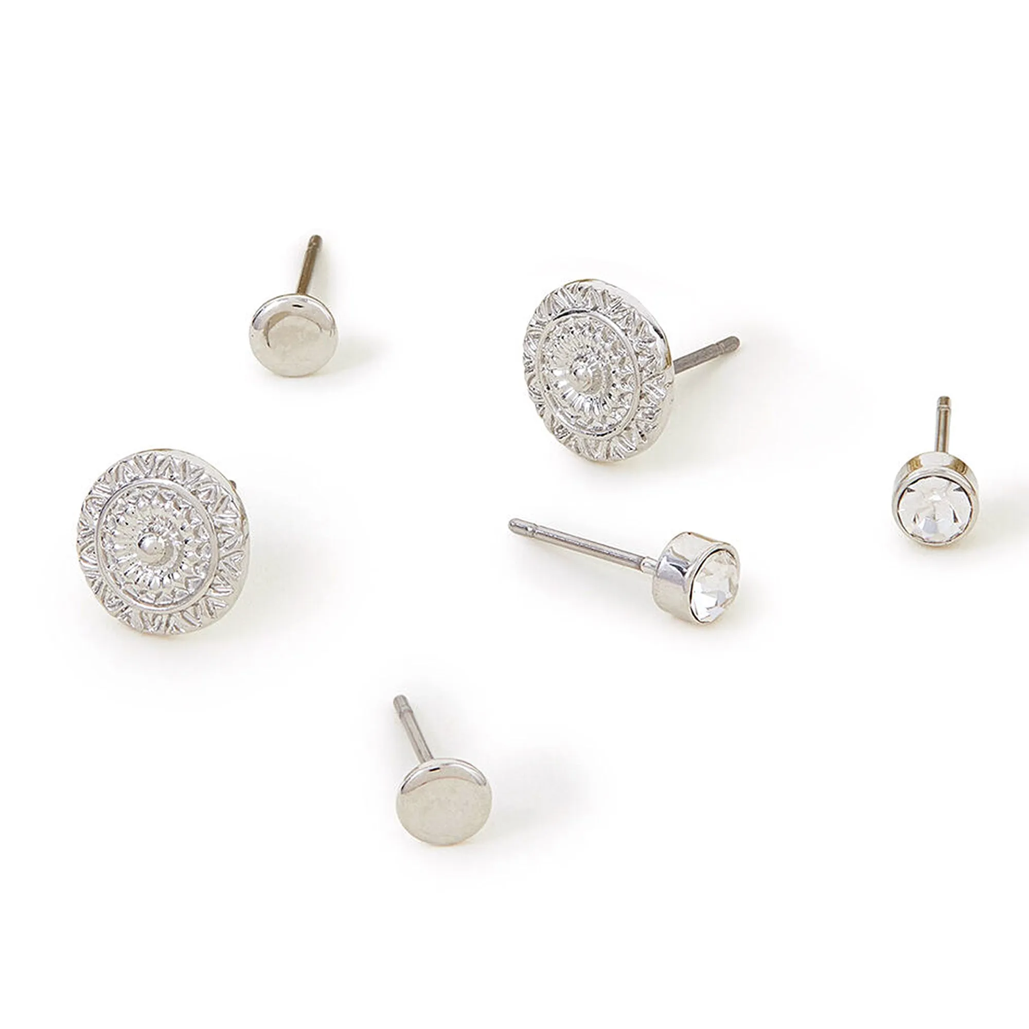 Accessorize London Women's Textured Discs Stud Earring Set Of Three