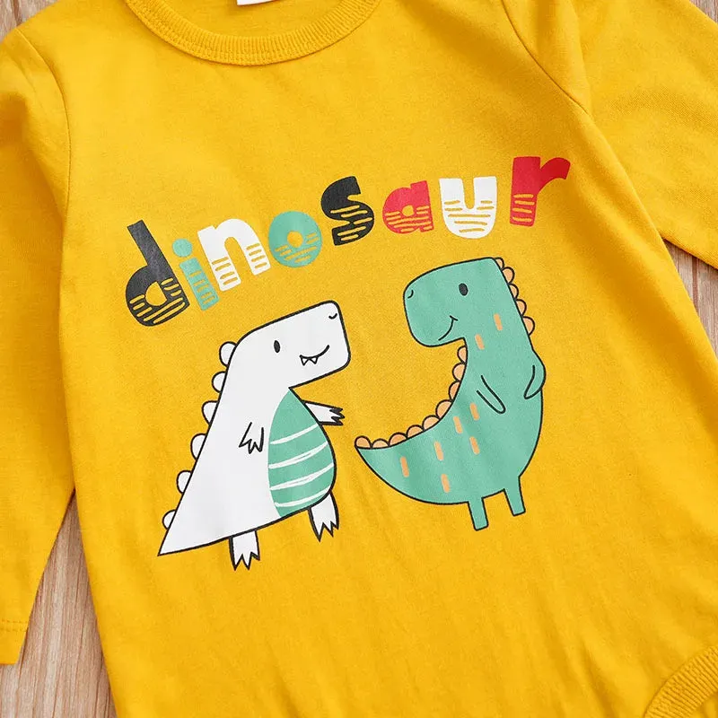 Baby Boys Animal Dinosaur Long Bodysuit  Pants Set