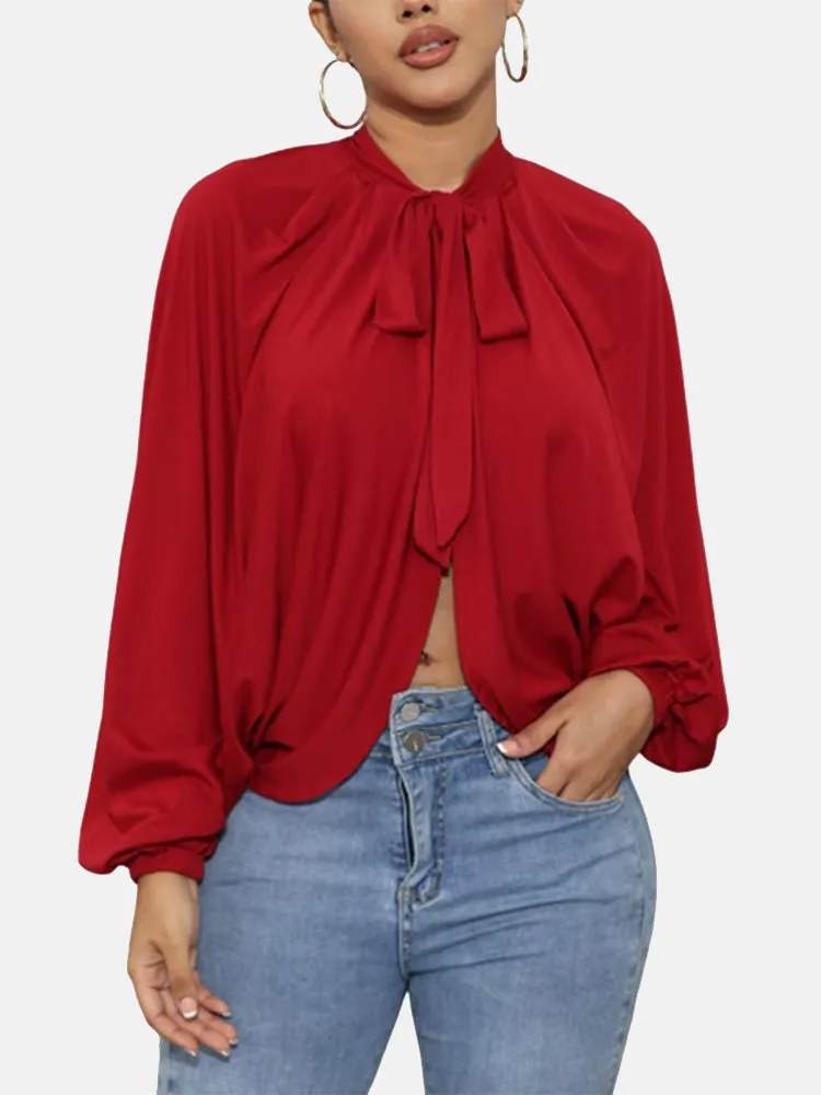 Batwing Sleeve Slit Chiffon Top