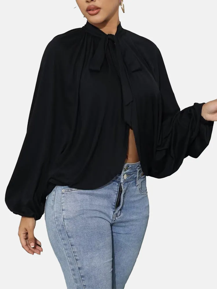 Batwing Sleeve Slit Chiffon Top