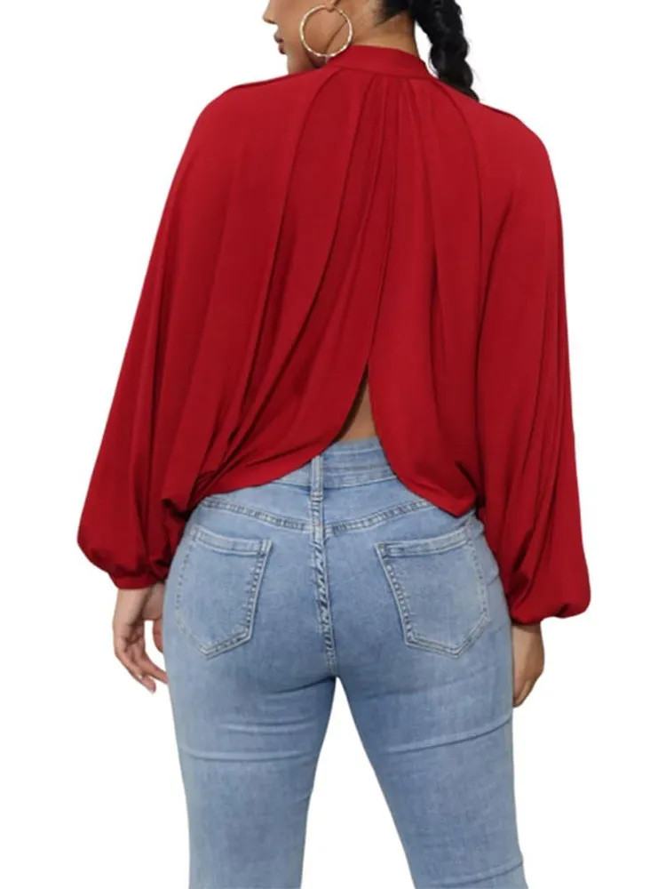 Batwing Sleeve Slit Chiffon Top