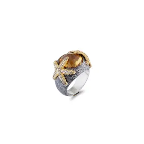 BEAUTY AND THE BEAST CITRINE STARFISH STATEMENT RING