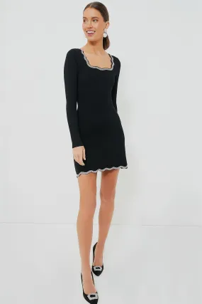 Black Scalloped Edge Mini Dress