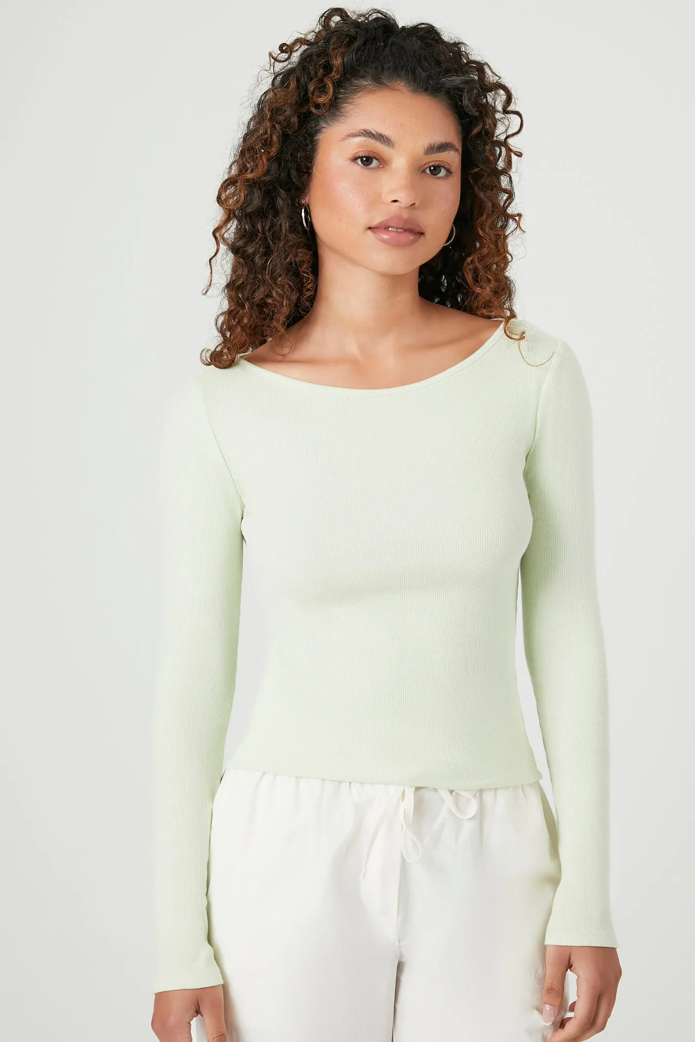 Boat Neck Long-Sleeve Top