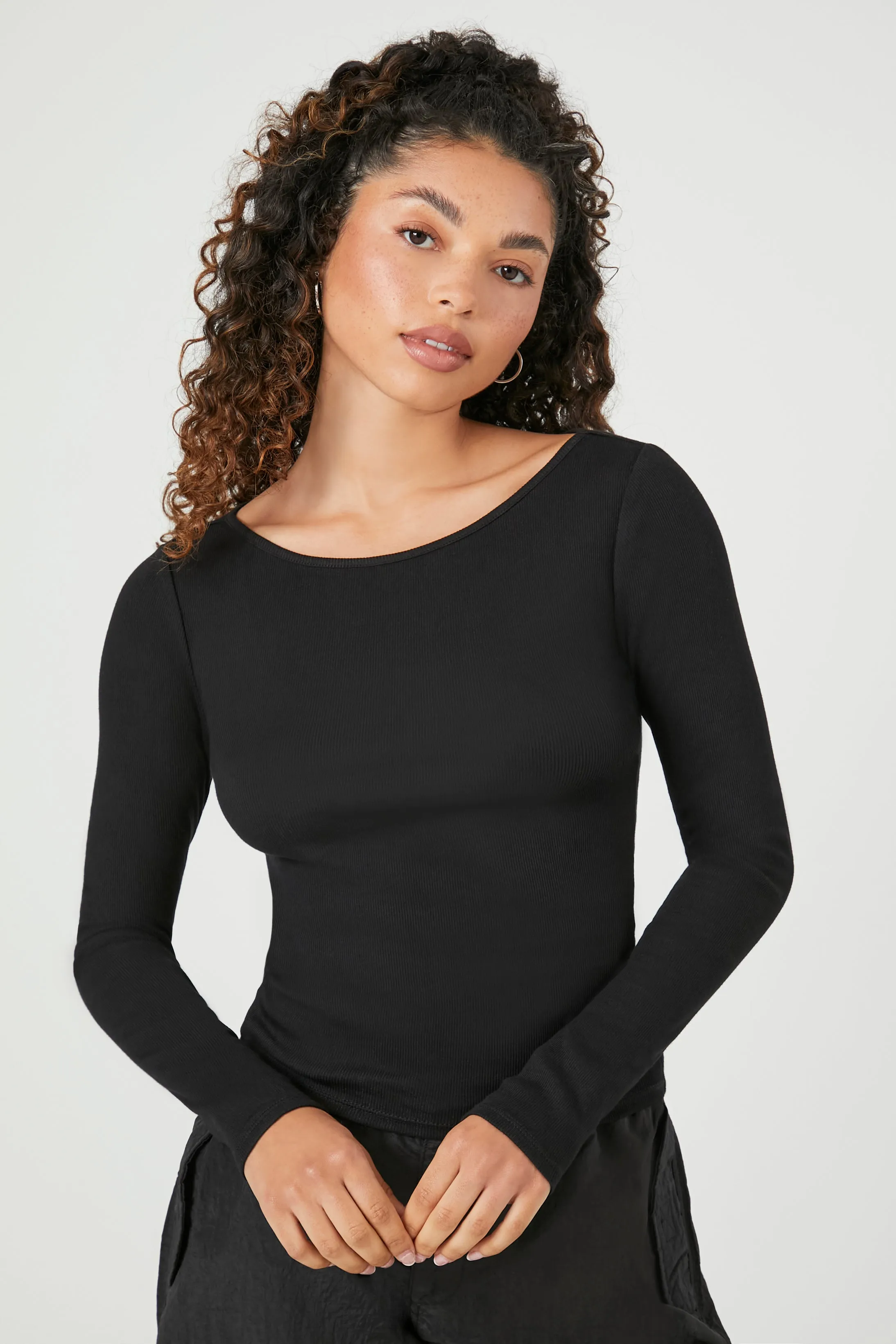 Boat Neck Long-Sleeve Top