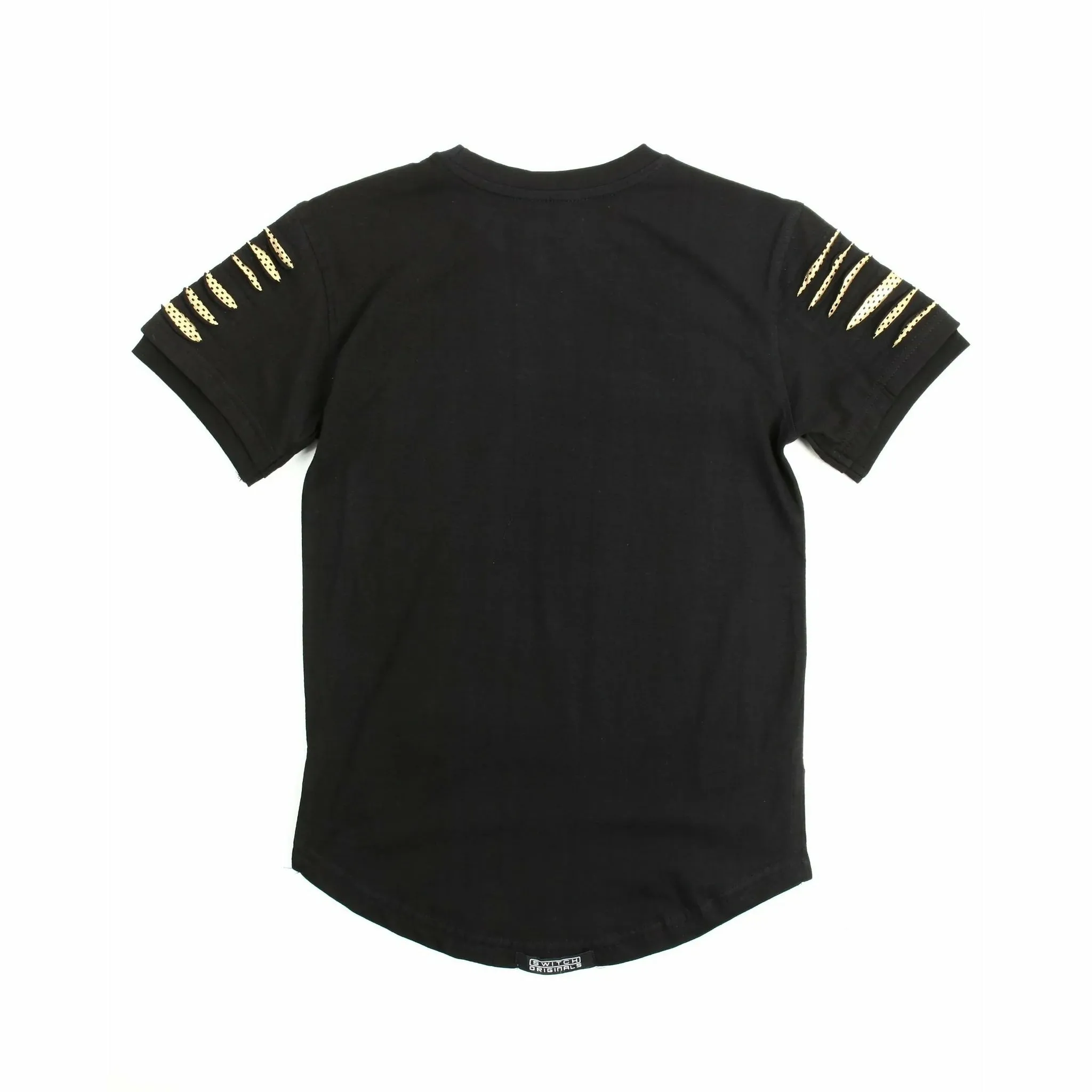 Boys short sleeve zip trim razor slashed top