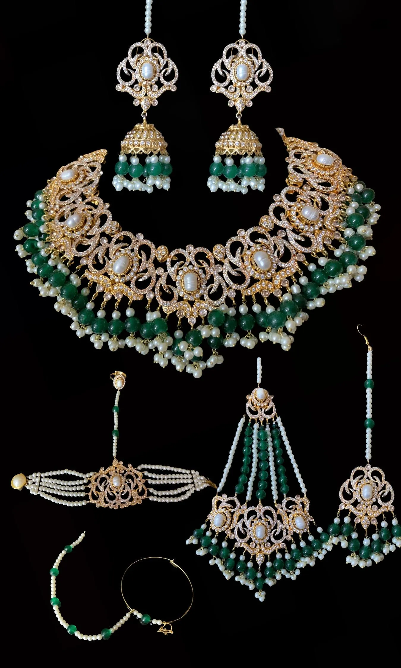 BR15 Anvesha bridal set in green (READY TO SHIP)