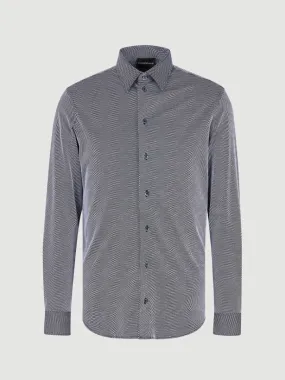 Classic-collar shirt in 3D-effect jacquard jersey EA