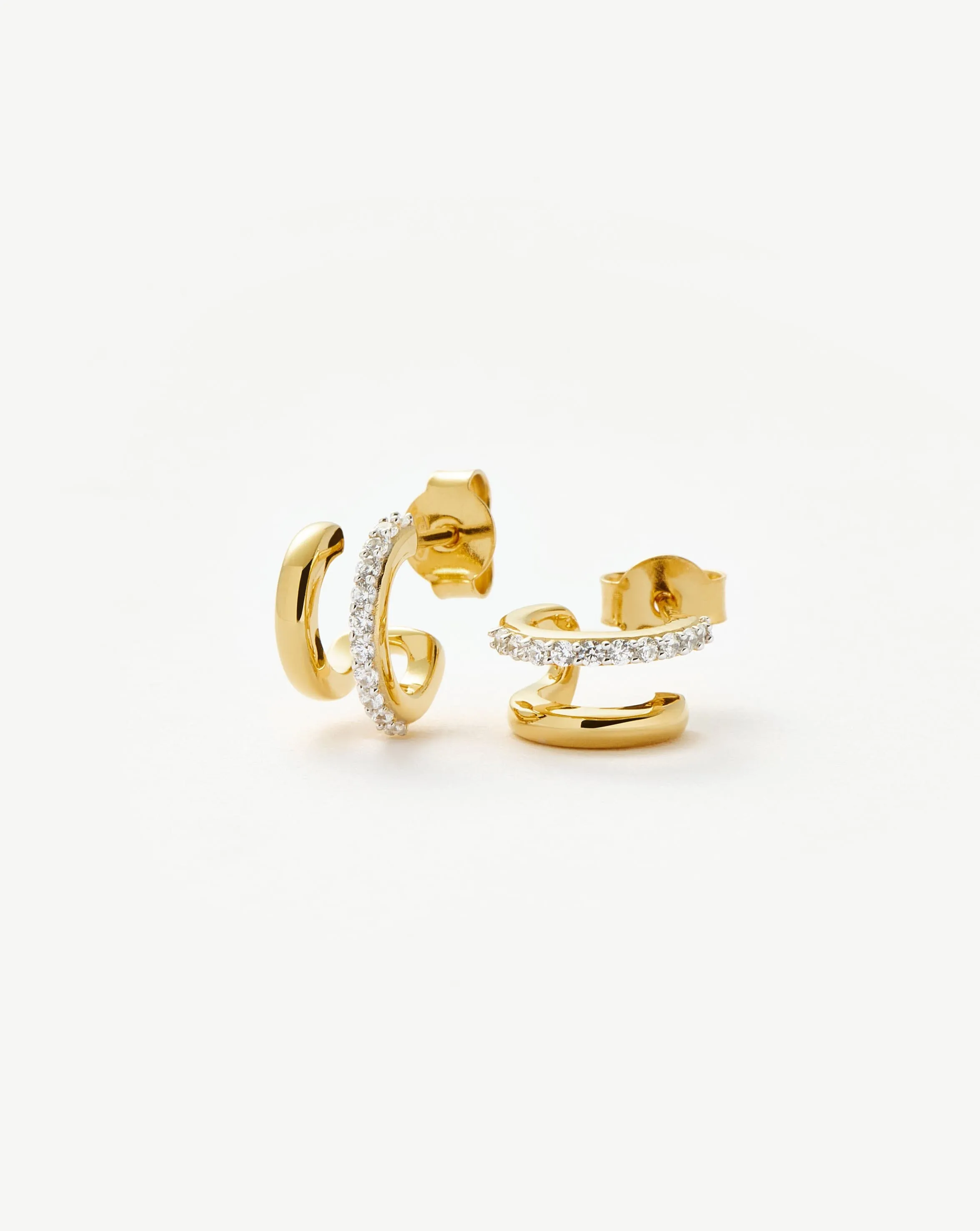 Classic Double Huggies | 18ct Gold Plated Vermeil/Cubic Zirconia