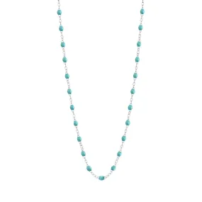 Classic Gigi Turquoise Green necklace, White Gold, 16.5"