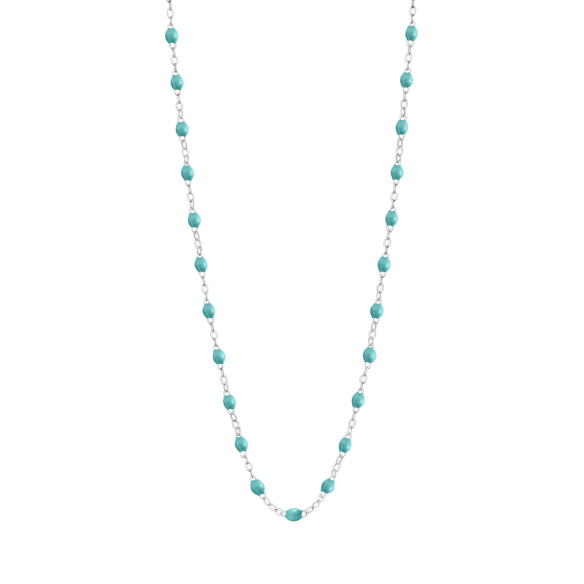 Classic Gigi Turquoise Green necklace, White Gold, 16.5"