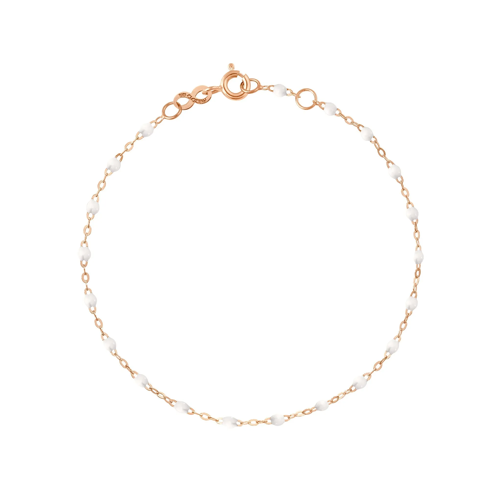 Classic Gigi White Anklet, Rose Gold, 9.4"