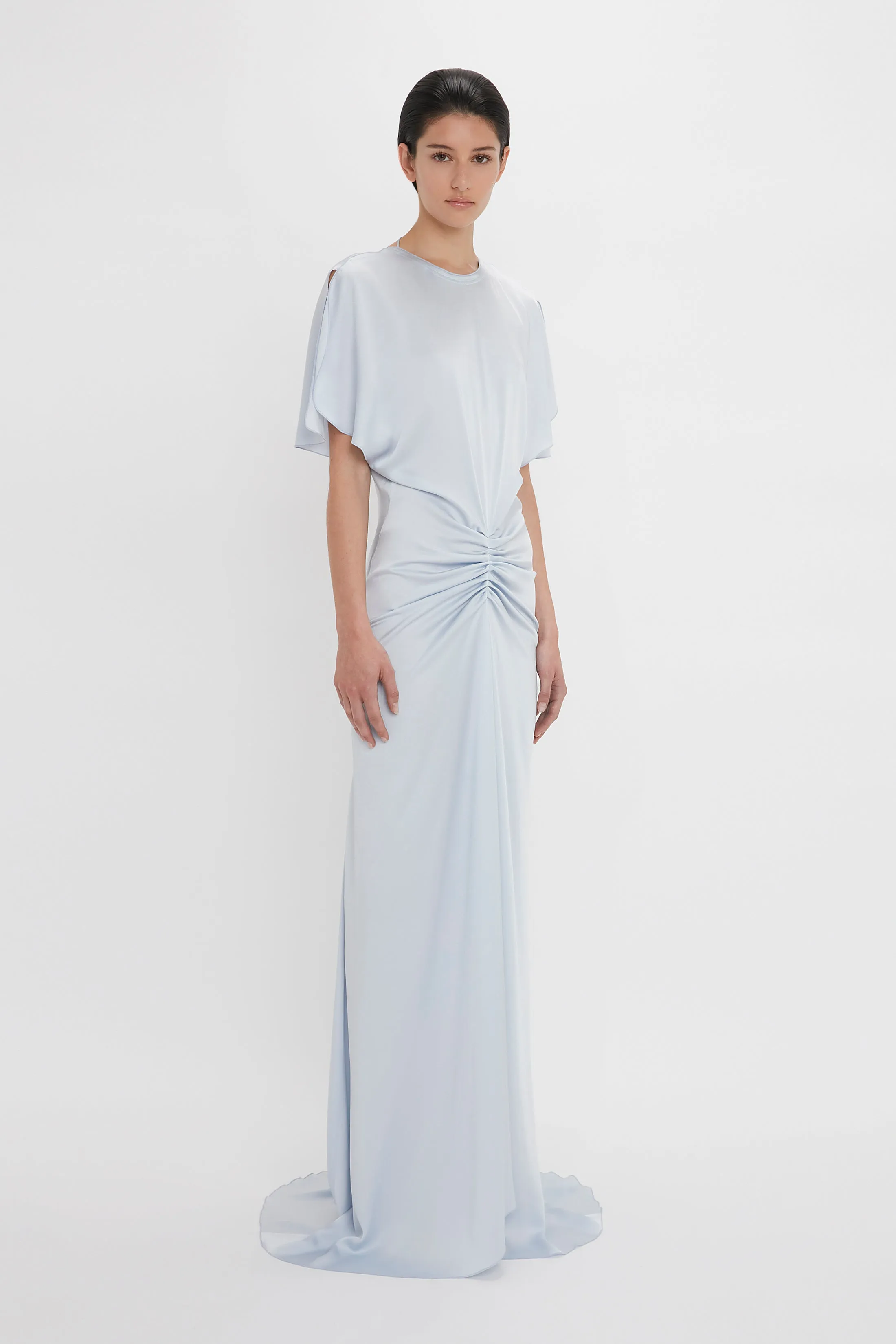 Exclusive Floor-Length Gathered Dress In Ice