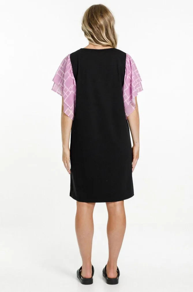 Home-Lee Lola Dress - Black/Pink Bloom Print