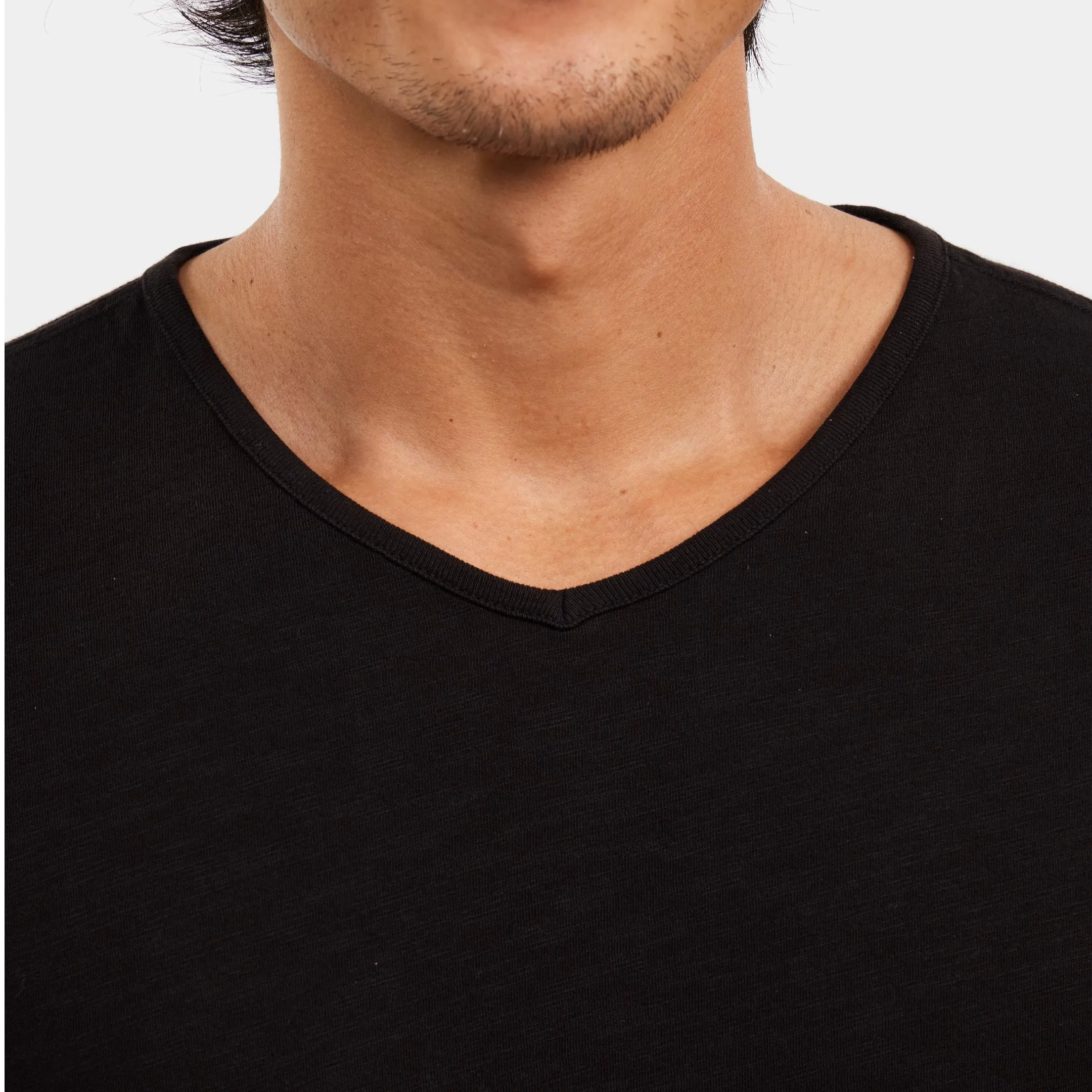 Lightweight Washed Black V Neck Tee