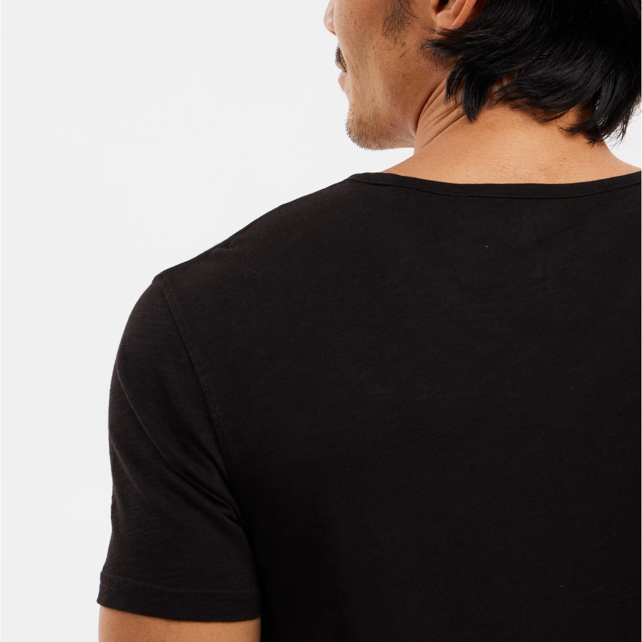 Lightweight Washed Black V Neck Tee