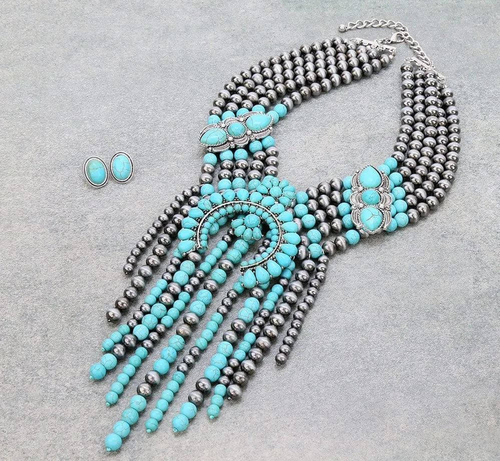 Mega statement Turquoise necklace set