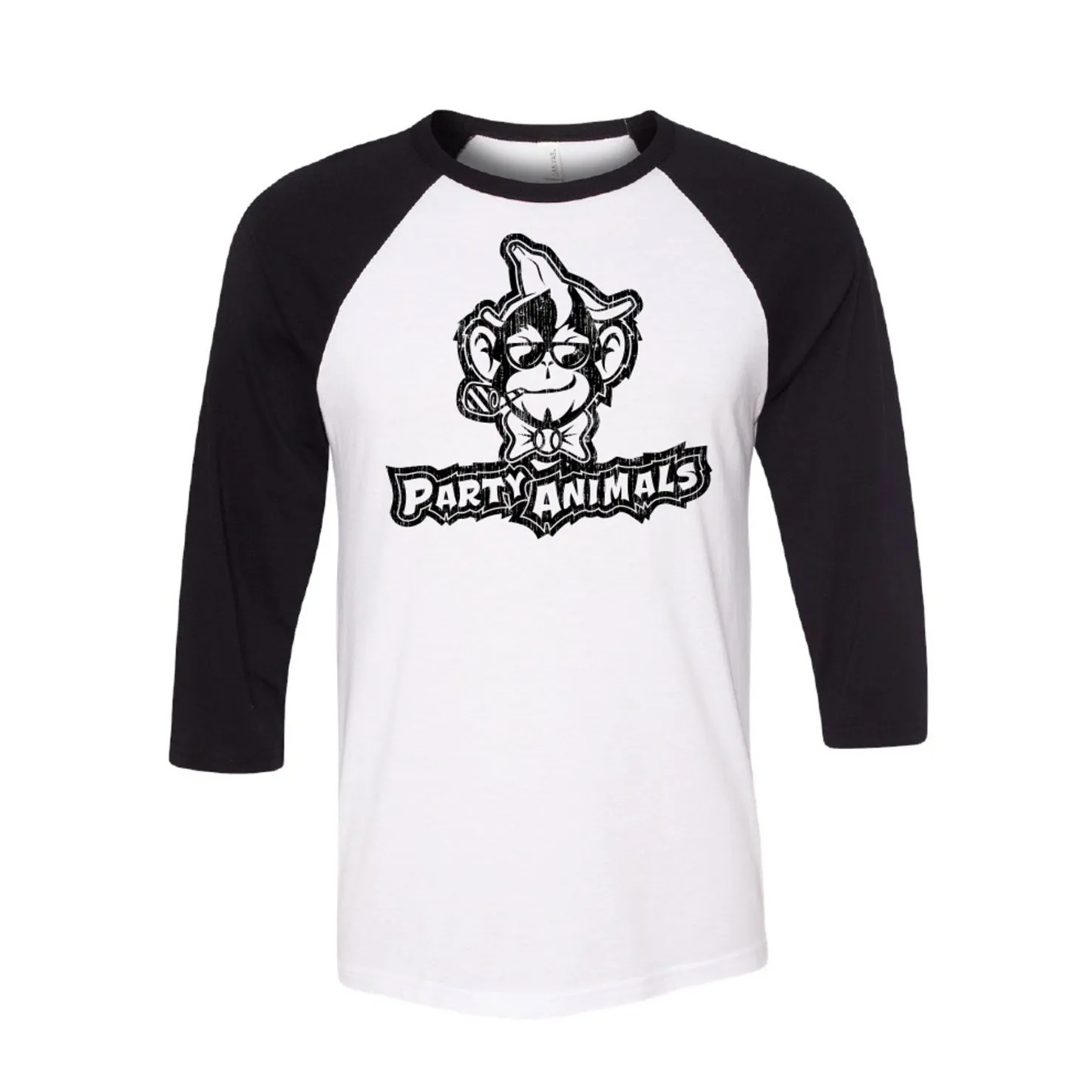 Party Animals 3/4 Sleeve Raglan Primary Logo Tee - White/Black