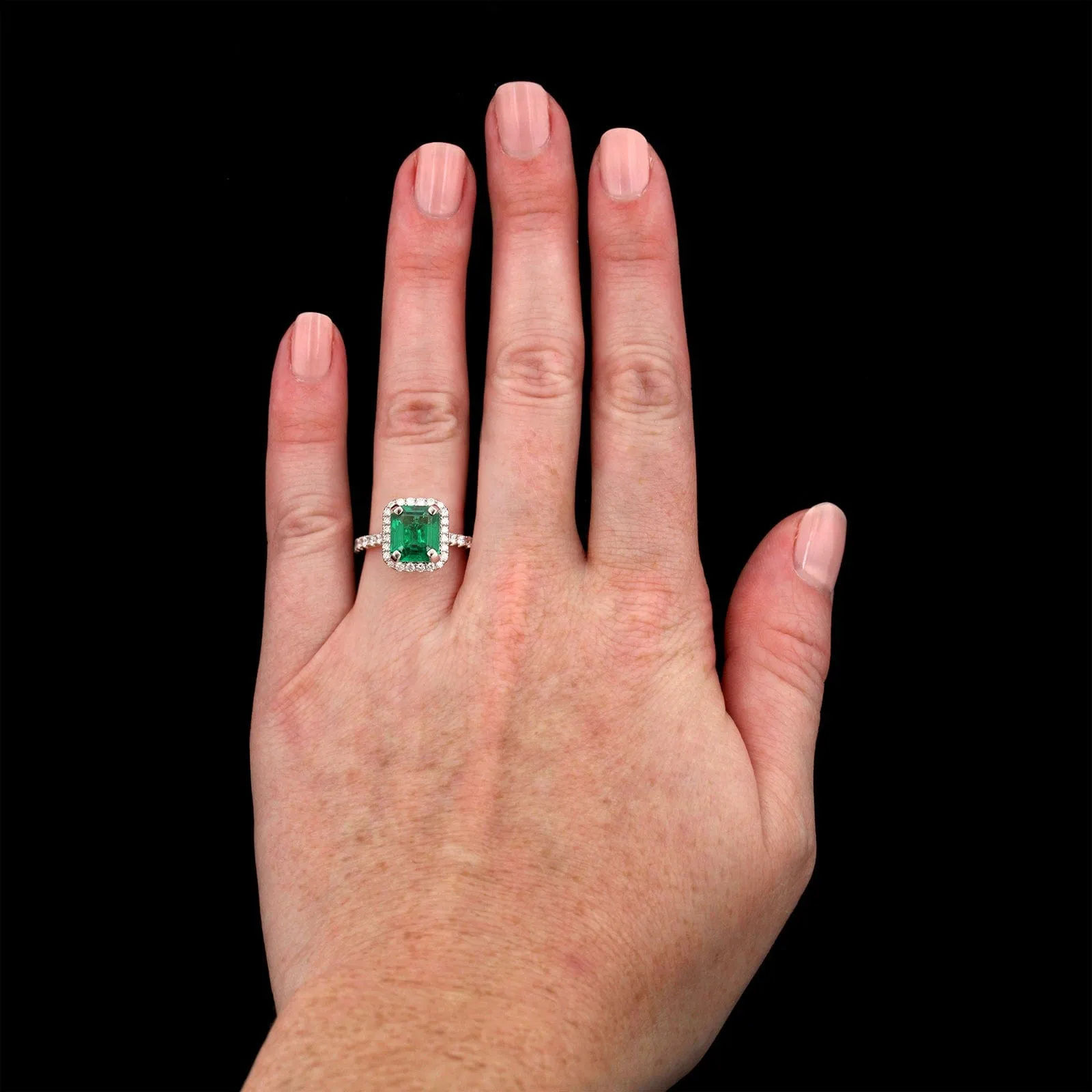 Platinum Estate Emerald and Diamond Ring