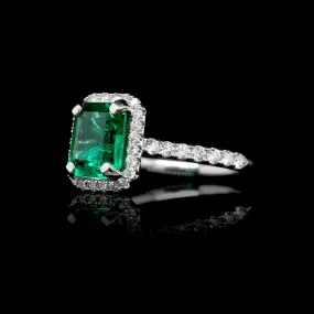 Platinum Estate Emerald and Diamond Ring