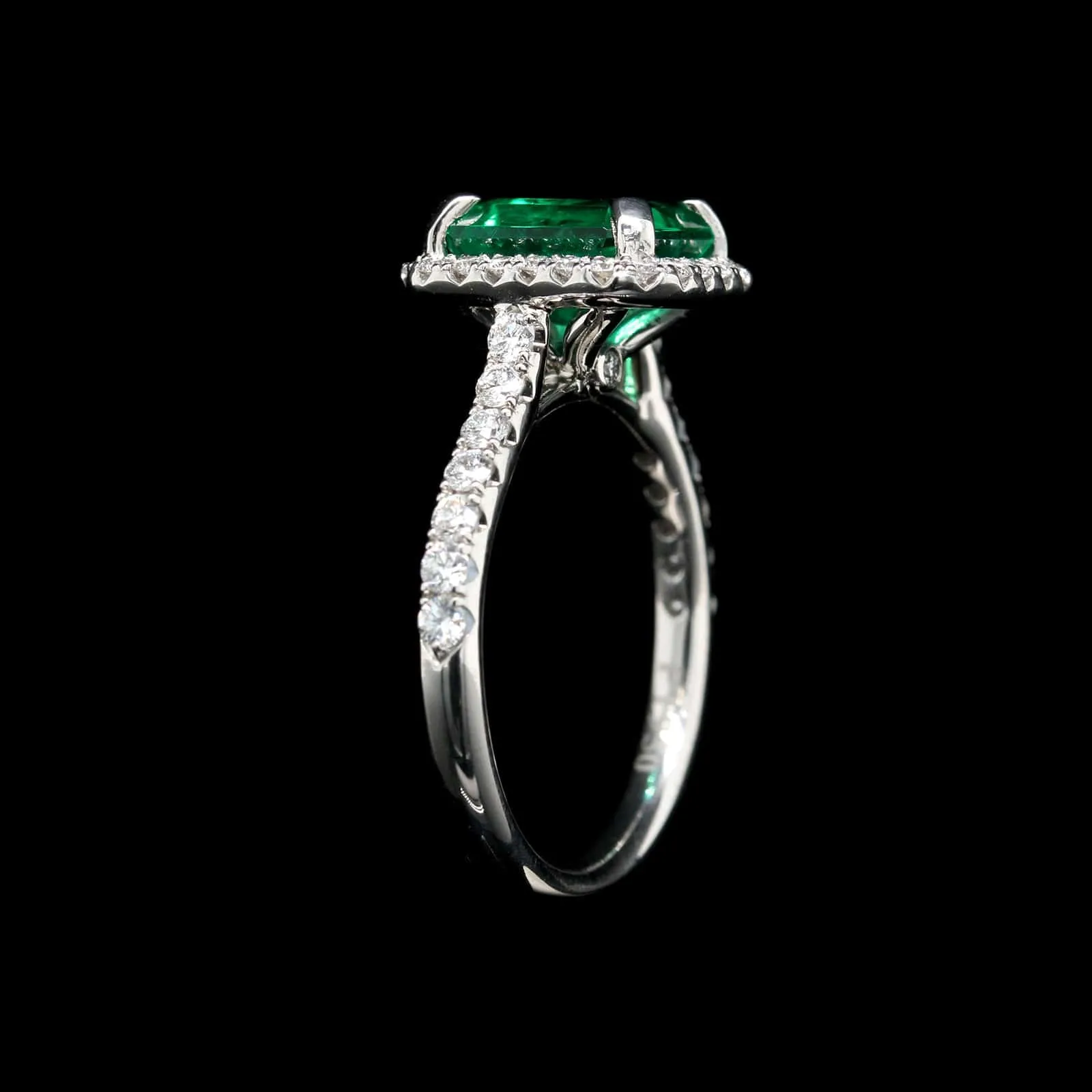 Platinum Estate Emerald and Diamond Ring