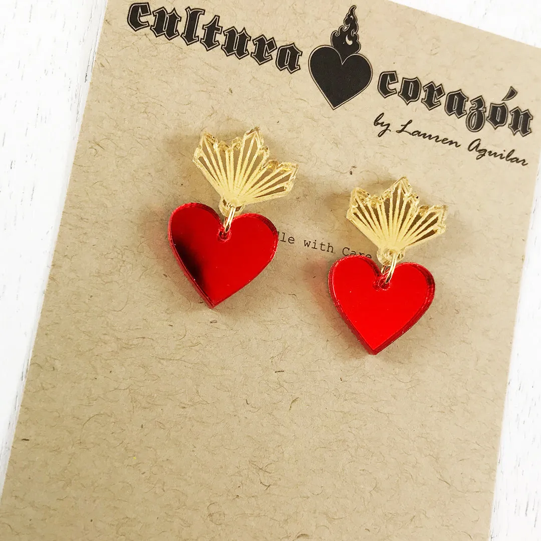 Sacred Heart Drop Studs