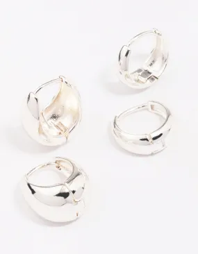 Silver Plated Bubble Huggie Earring Pack