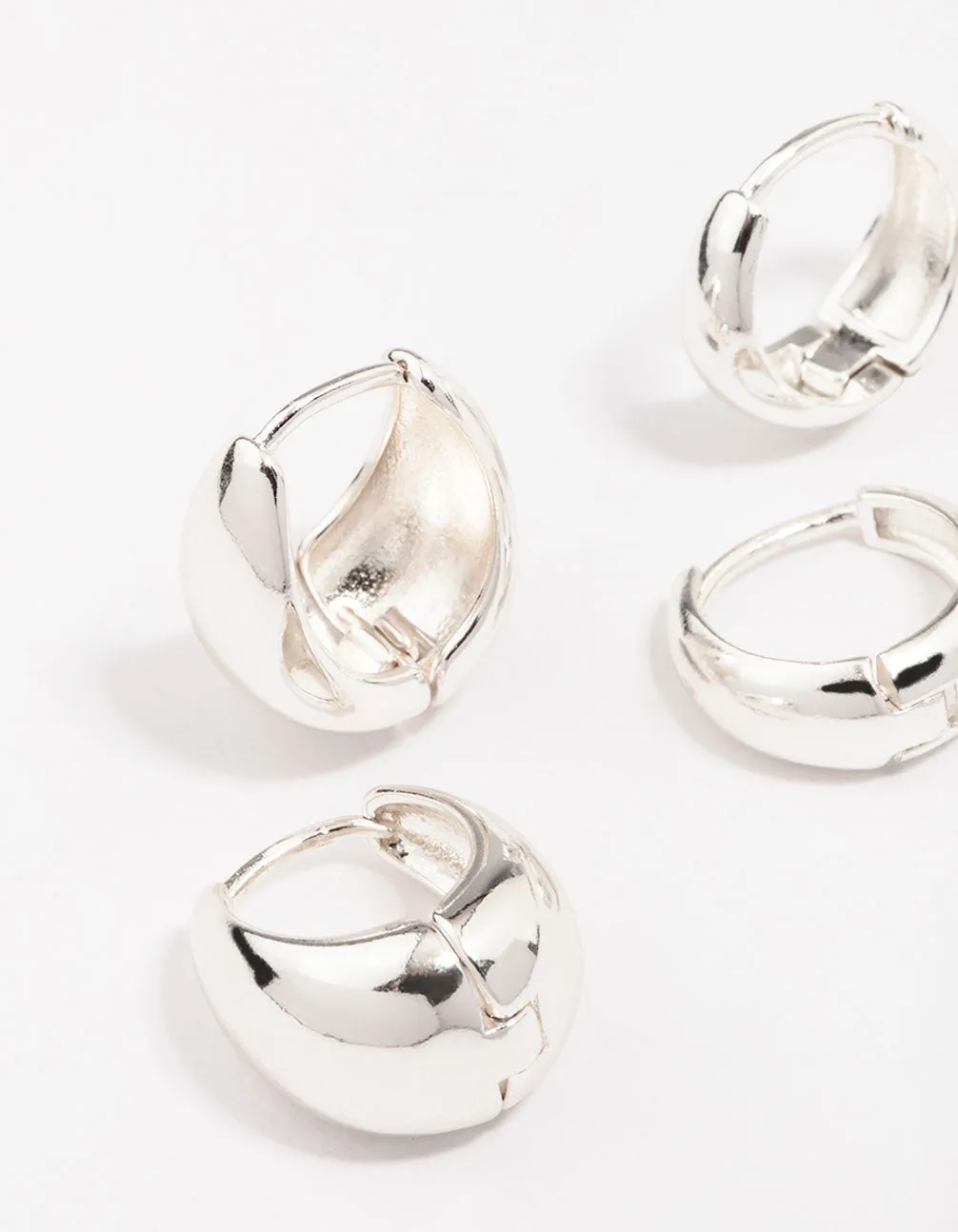 Silver Plated Bubble Huggie Earring Pack