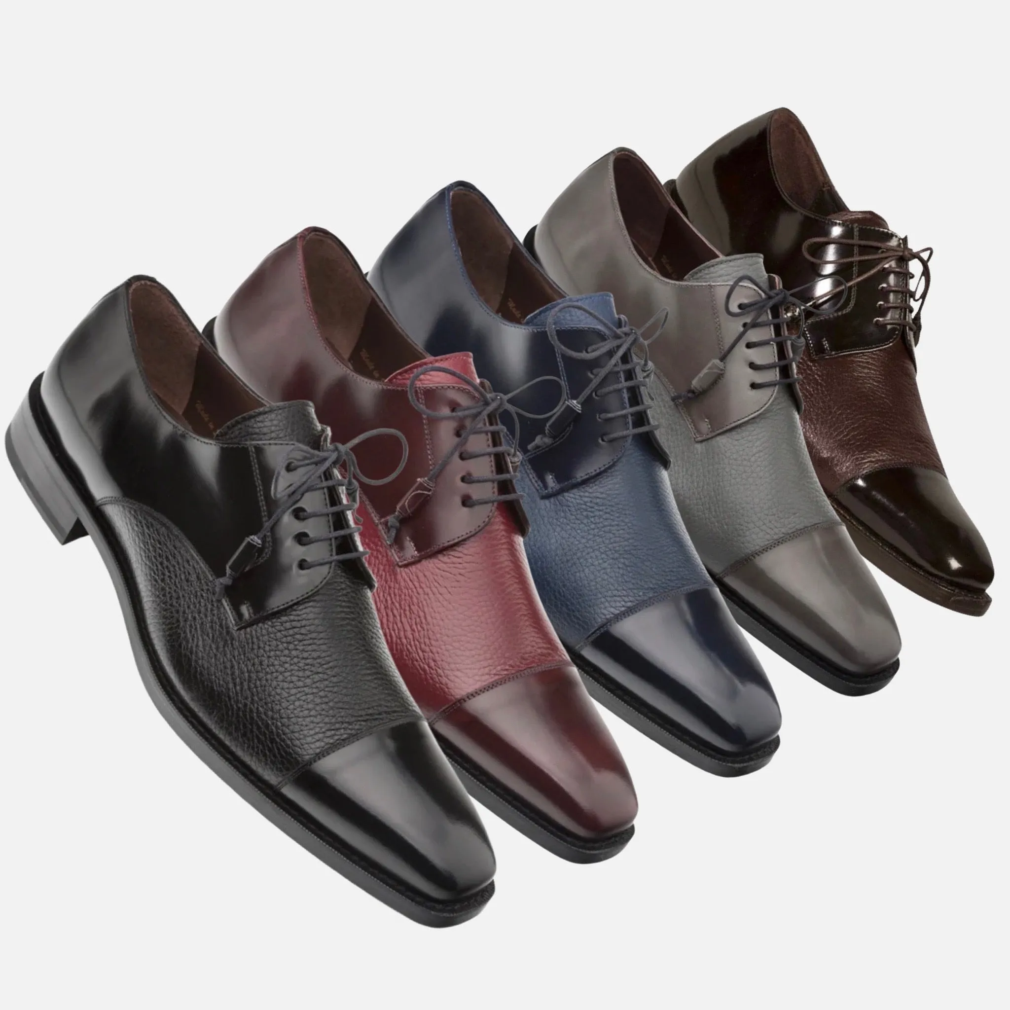 Soka Deerskin and Calfskin Cap-toe Oxfords