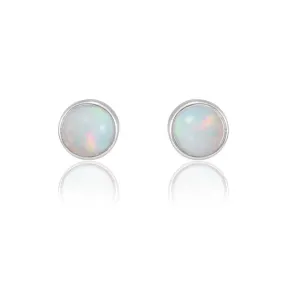 Tiny Opal Cabochon Stud Earrings