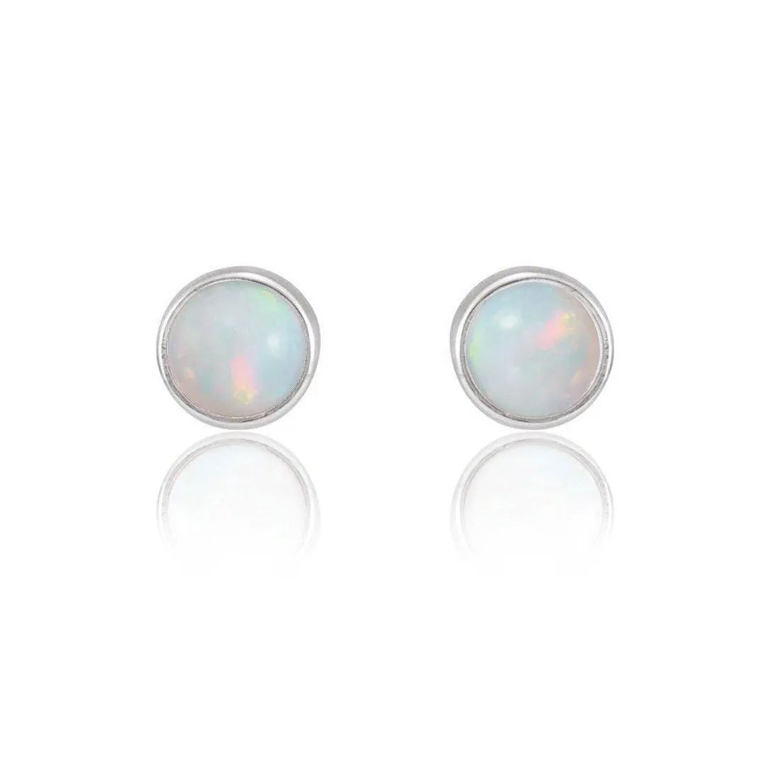 Tiny Opal Cabochon Stud Earrings