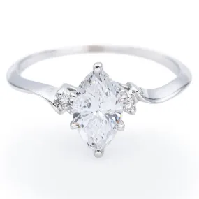 Vintage 0.81 Ct Marquise Center Diamond 14K White Gold Ring 0.87 TCW