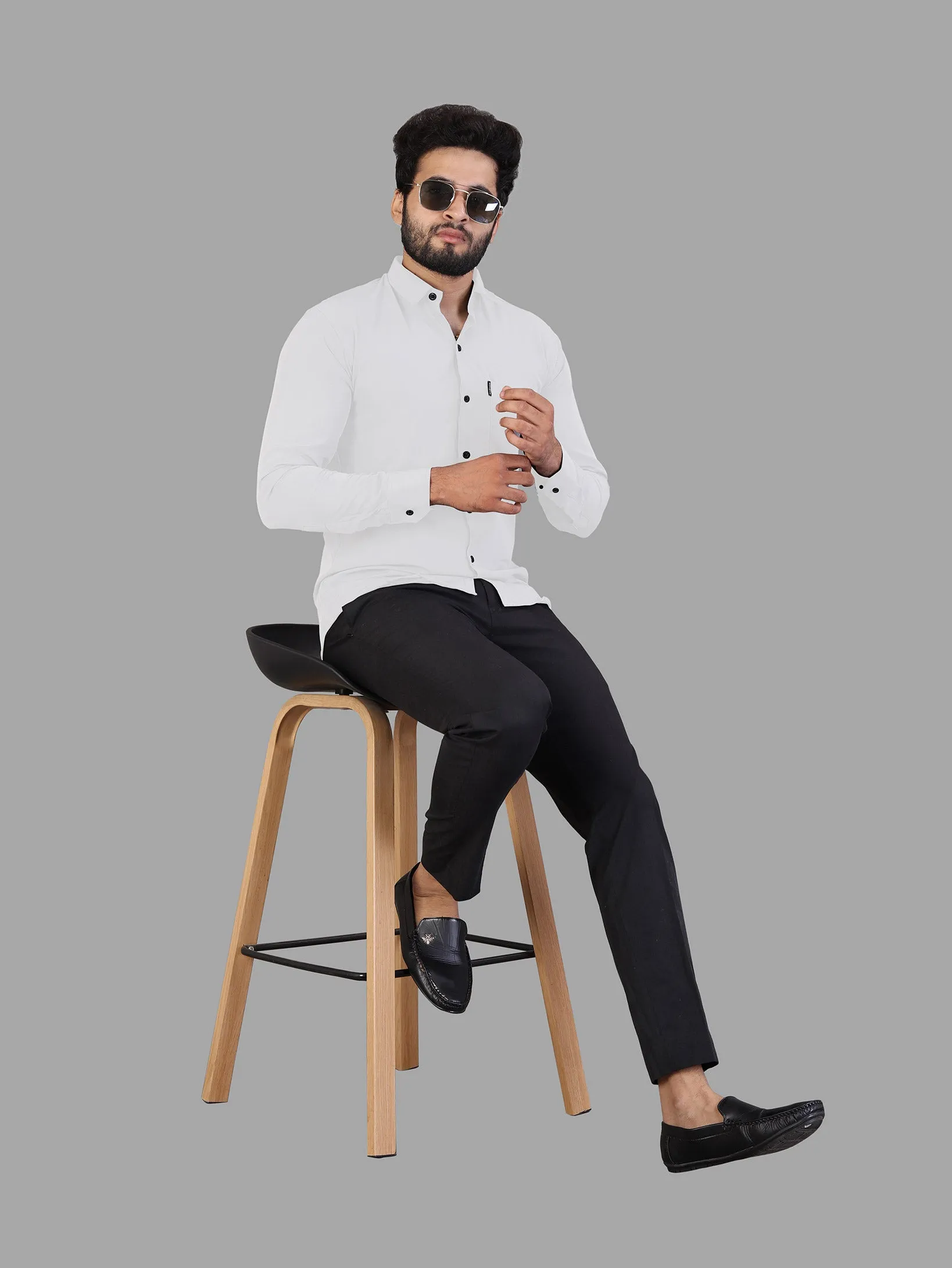 White Expandable Full Sleeve Shirt