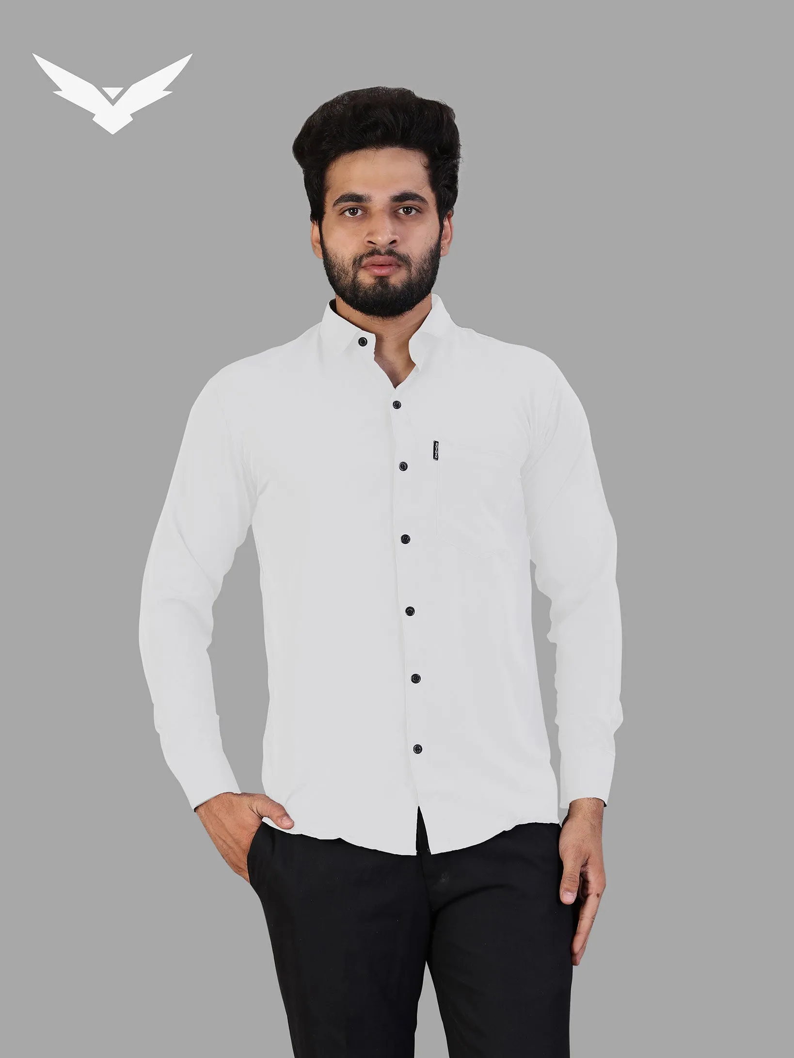 White Expandable Full Sleeve Shirt