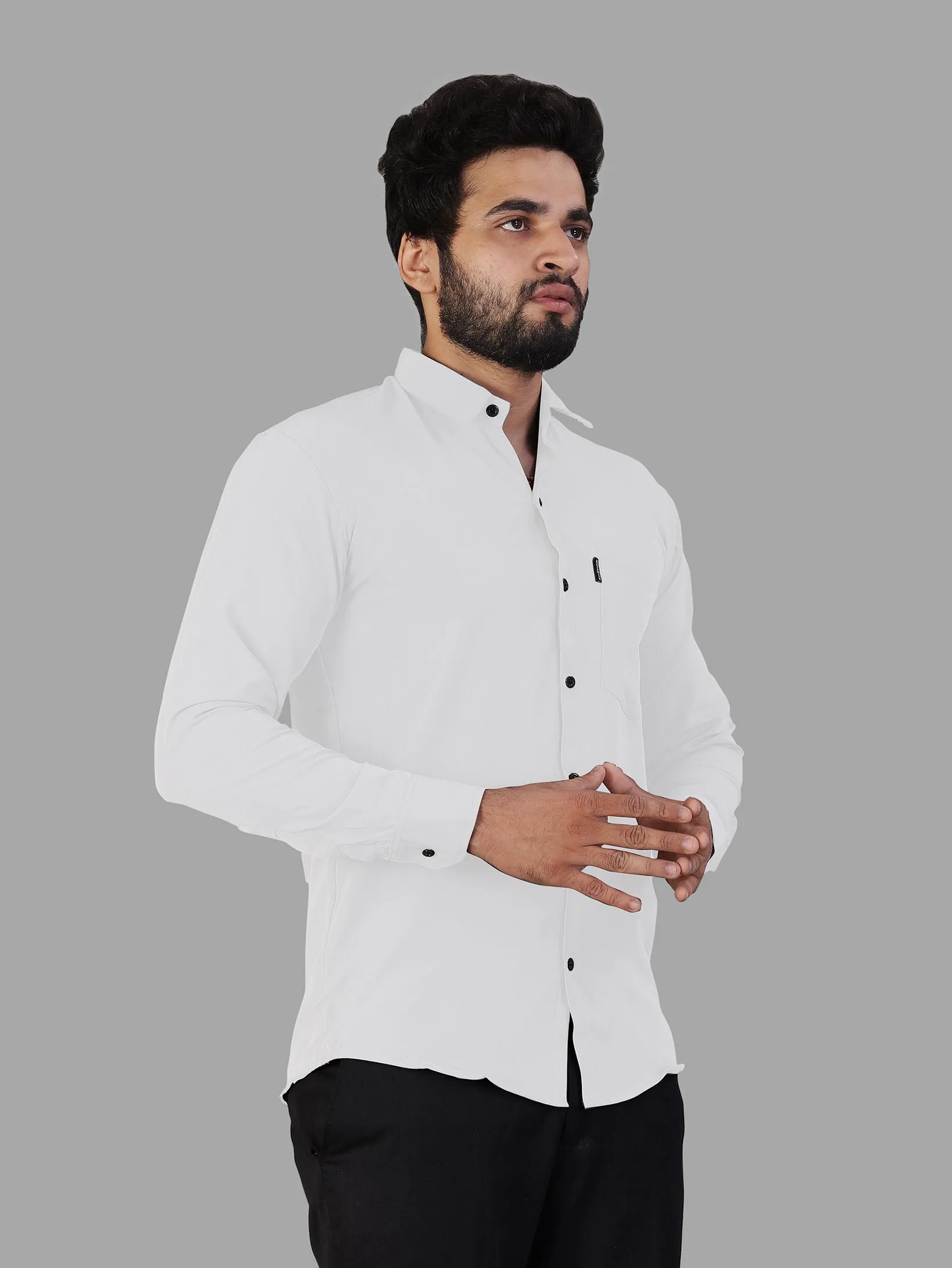 White Expandable Full Sleeve Shirt